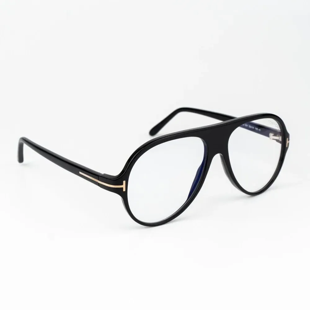 Tom Ford Women Eyeglasses Shiny Black Blue Block Pilot FT5012-B/V 001 BRAND NEW